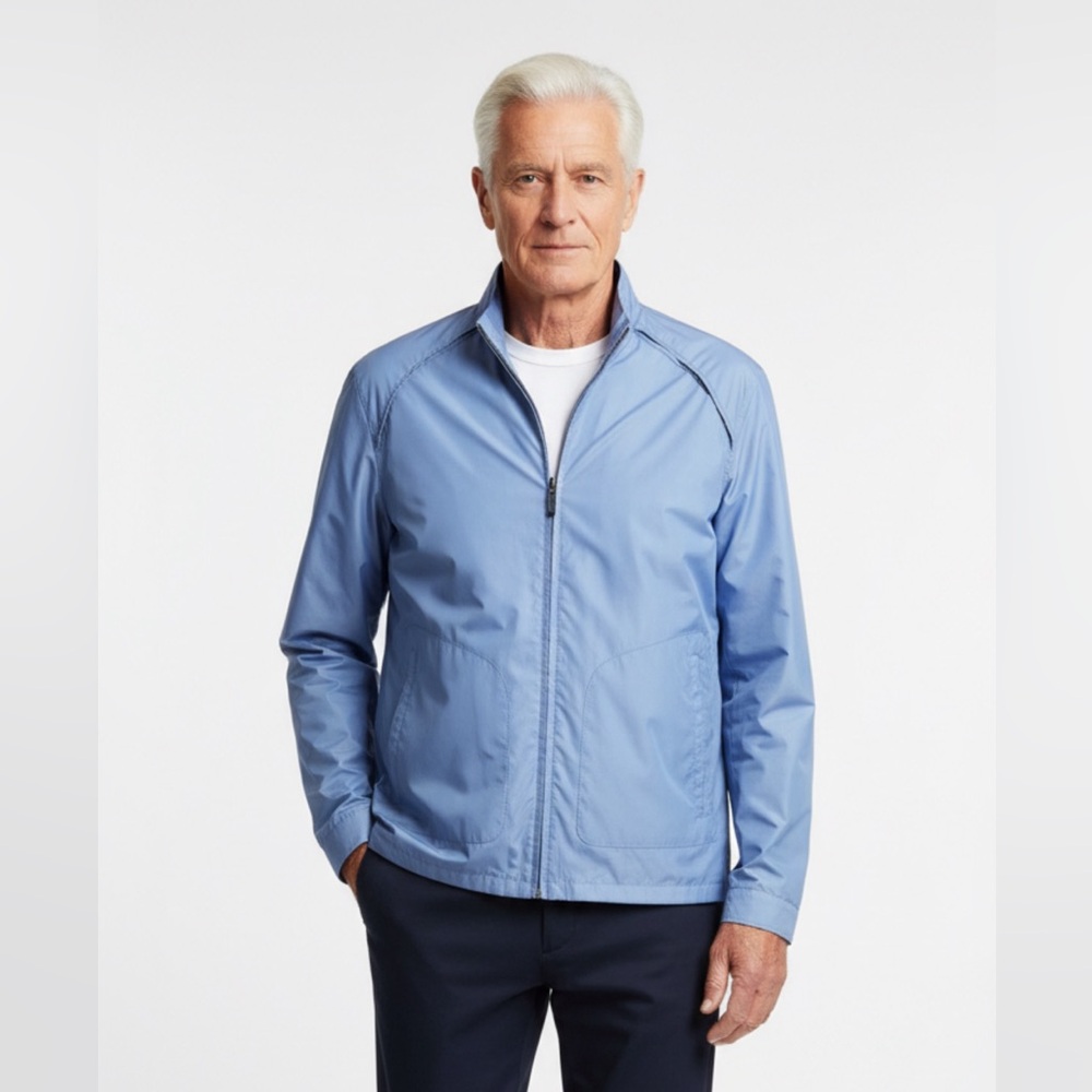 HUGO BOSS LINED BLUE GOLF‎ JACKET W/ REMOVABLE ARMS & SIDE VENTS - EUC